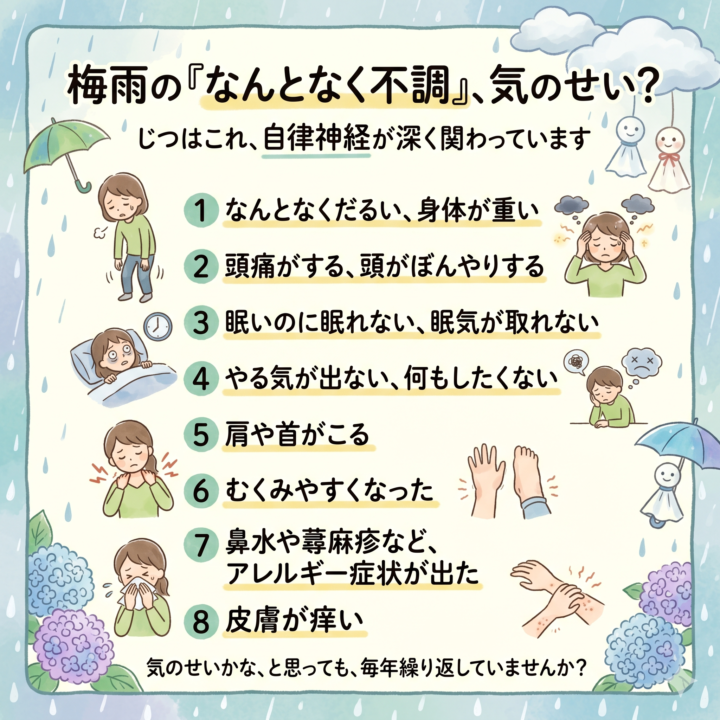 梅雨の体調不良と自律神経の関係性